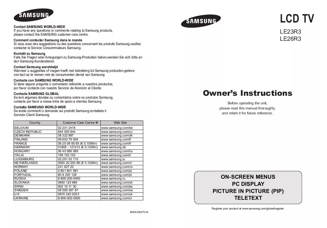 Mode d'emploi SAMSUNG LE-26R32B