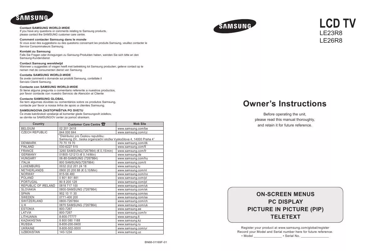 Mode d'emploi SAMSUNG LE-26R88BD