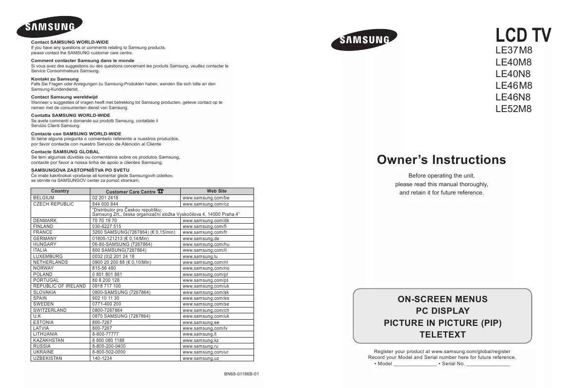 Mode d'emploi SAMSUNG LE-37M86BD