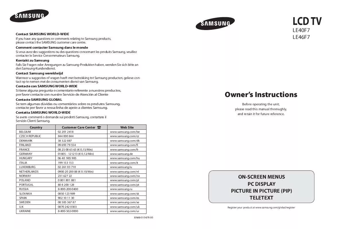 Mode d'emploi SAMSUNG LE-46F71B