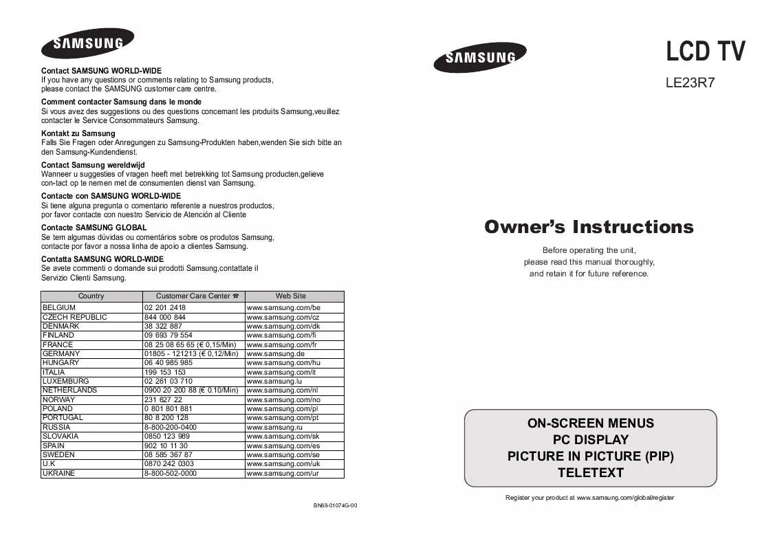 Mode d'emploi SAMSUNG LE23R71B