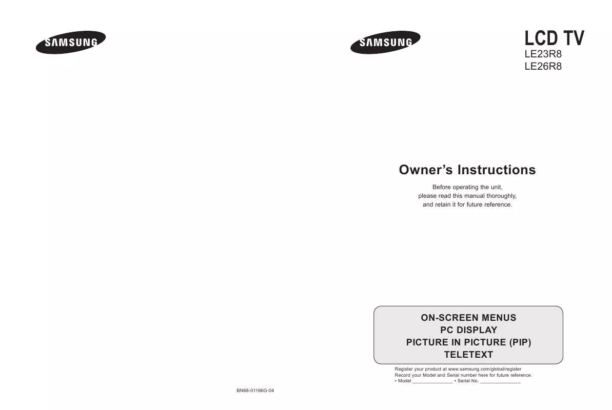 Mode d'emploi SAMSUNG LE26R82B