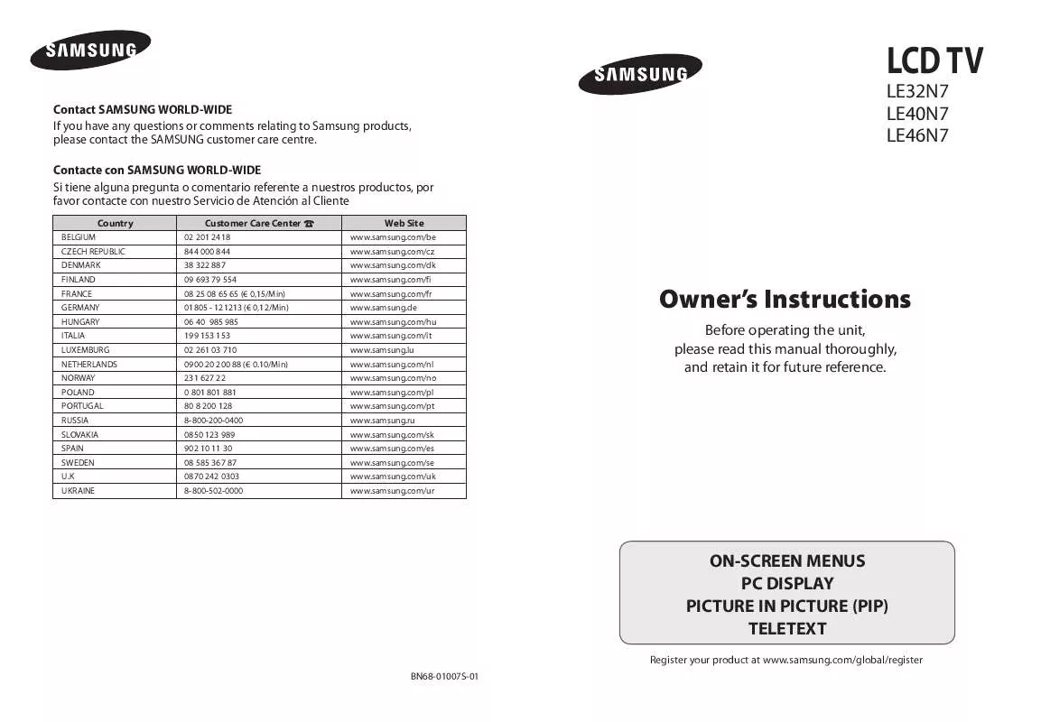 Mode d'emploi SAMSUNG LE32N73BD