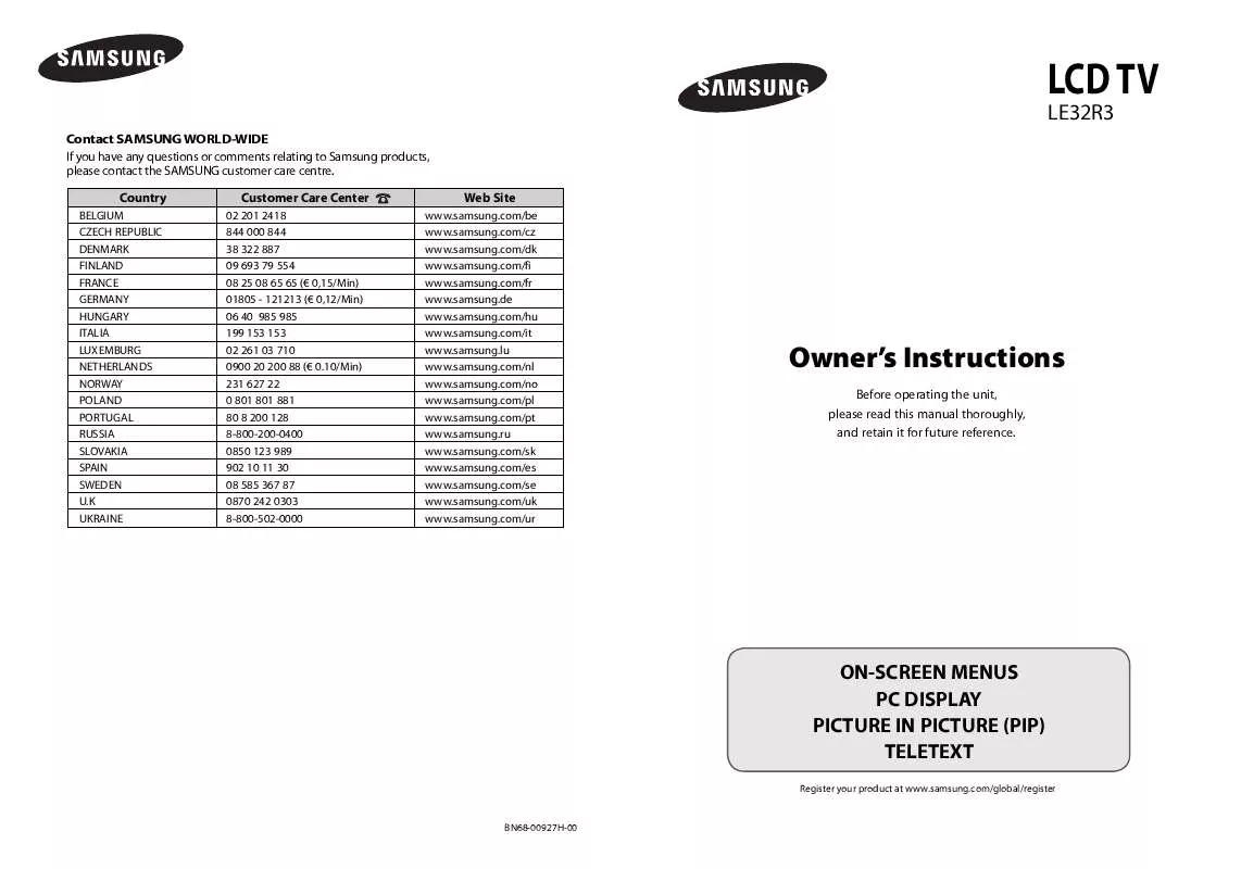 Mode d'emploi SAMSUNG LE32R32B