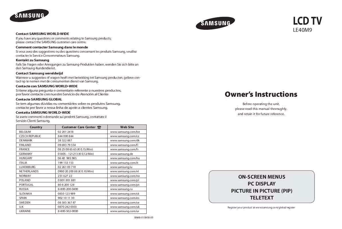 Mode d'emploi SAMSUNG LE40M91B