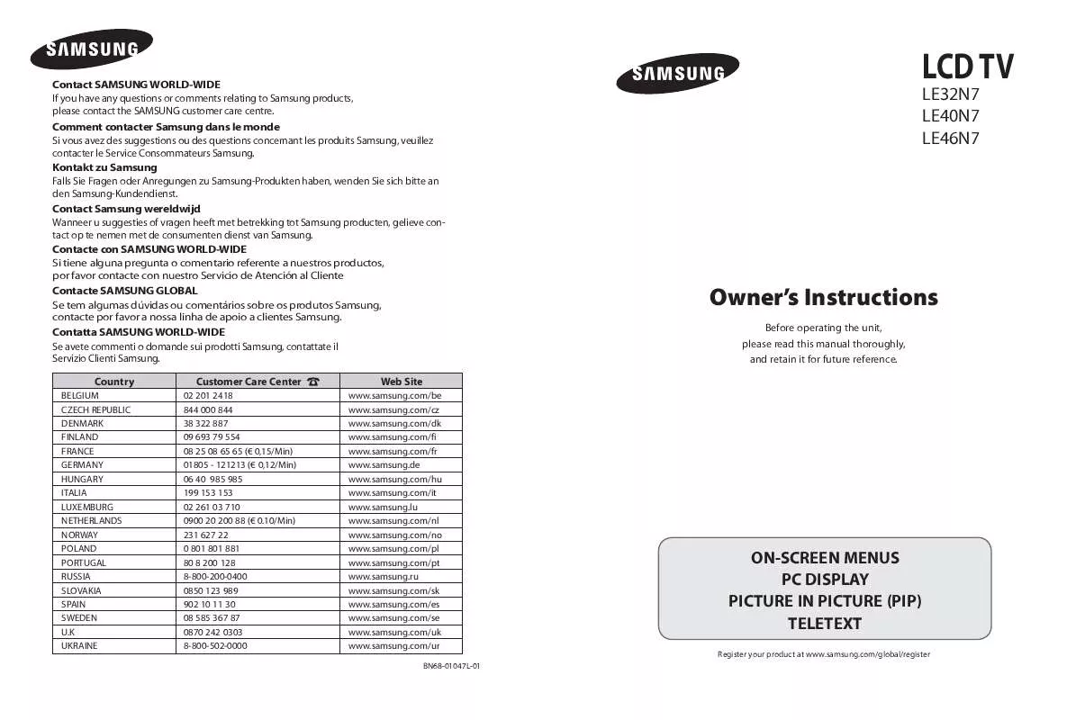 Mode d'emploi SAMSUNG LE46N71B