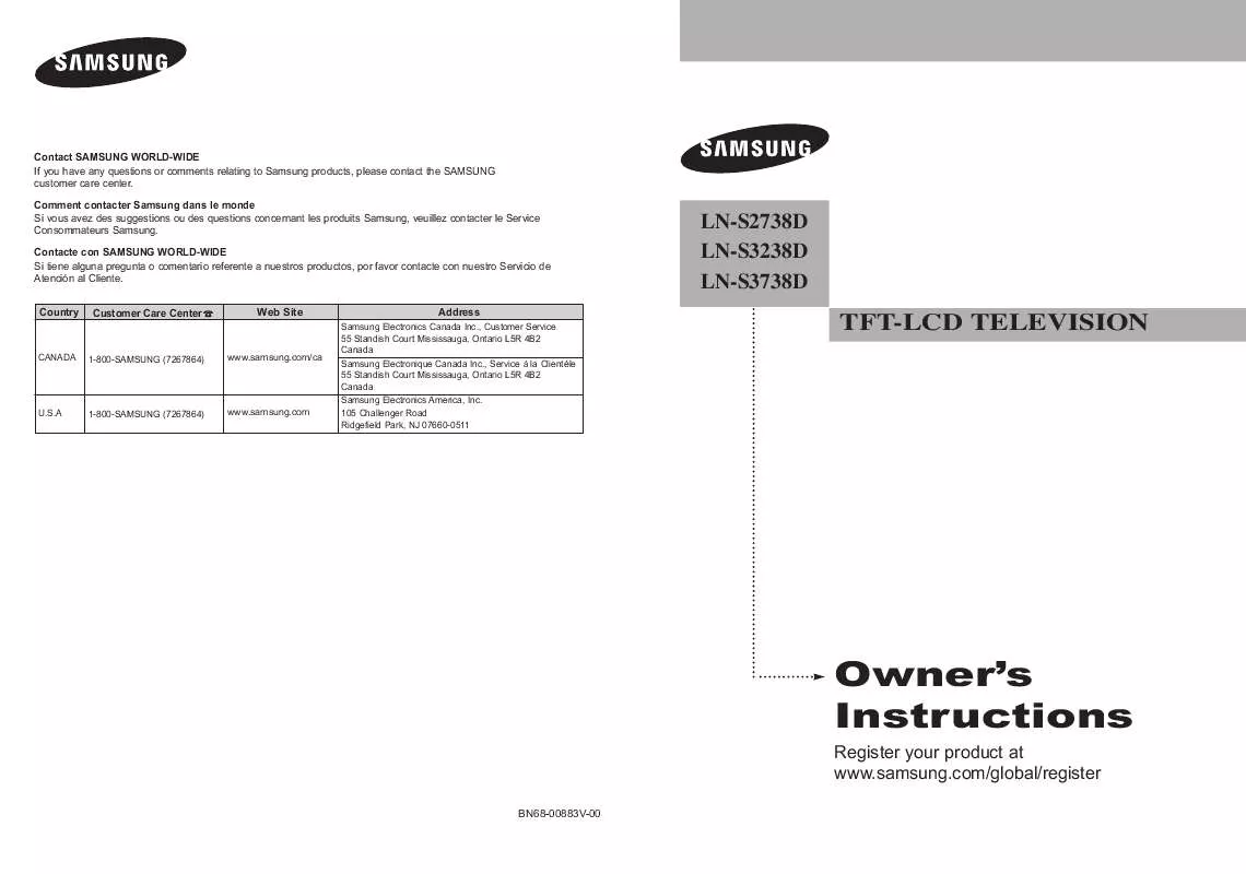 Mode d'emploi SAMSUNG LN-S2738D