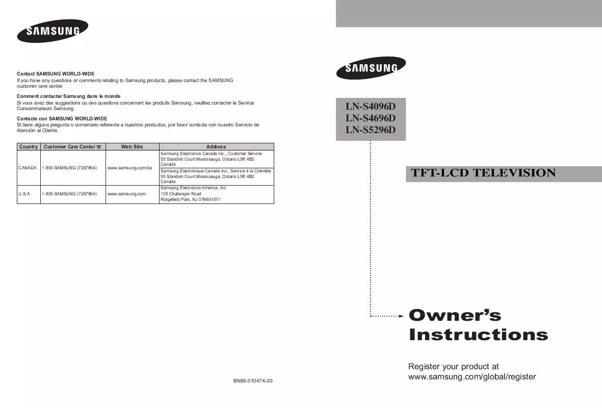 Mode d'emploi SAMSUNG LN-S5296D