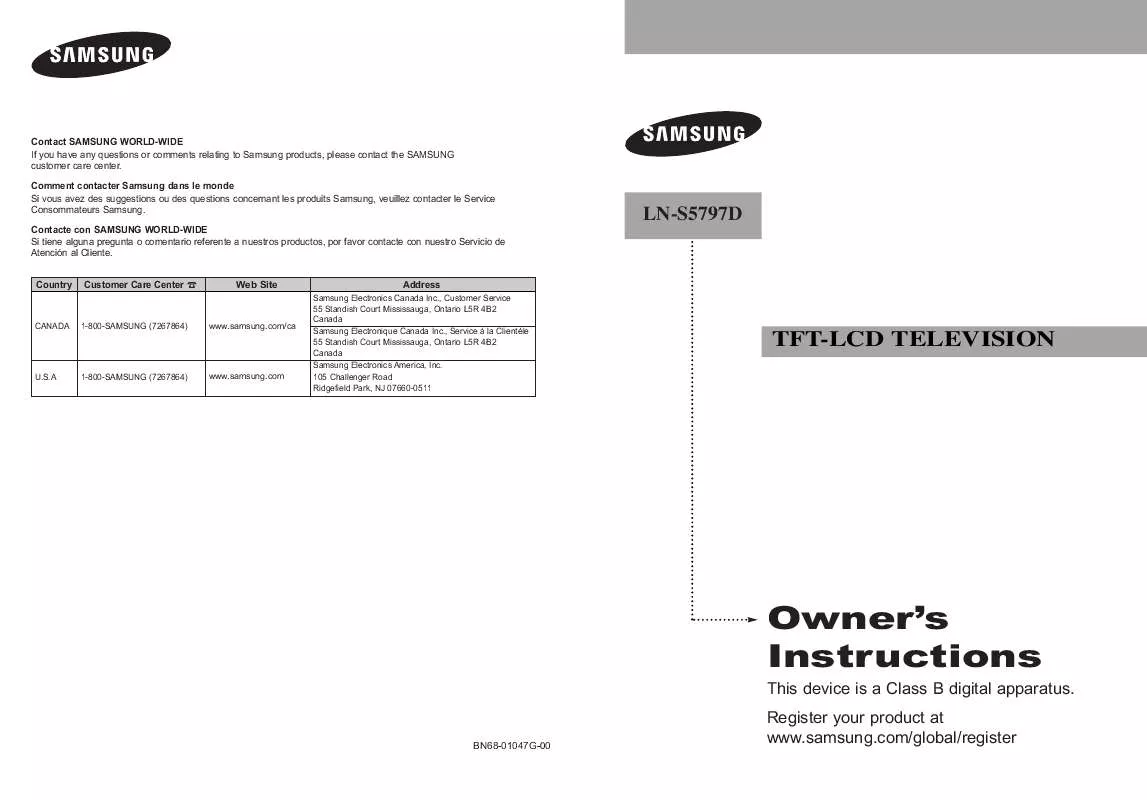 Mode d'emploi SAMSUNG LN-S5797D