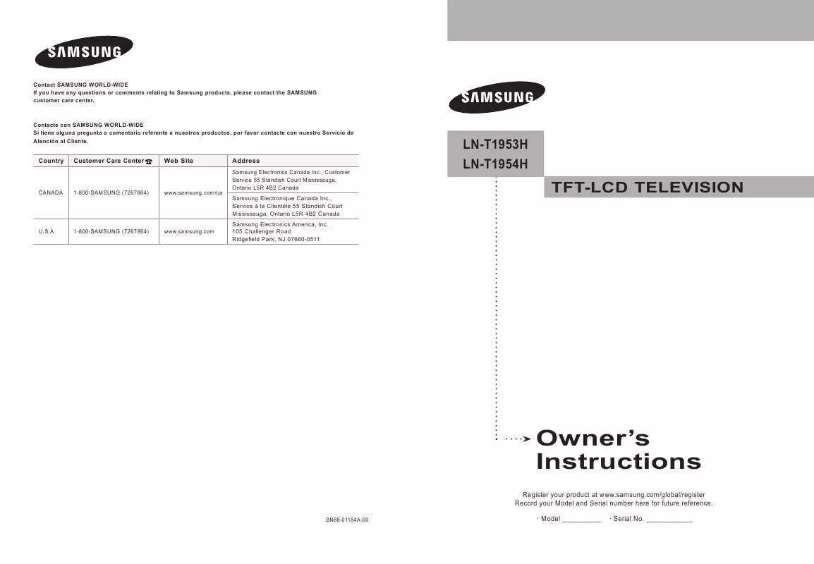 Mode d'emploi SAMSUNG LN-T1954H