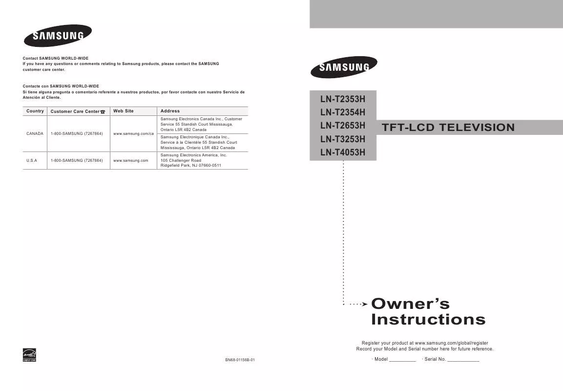 Mode d'emploi SAMSUNG LN-T2354H