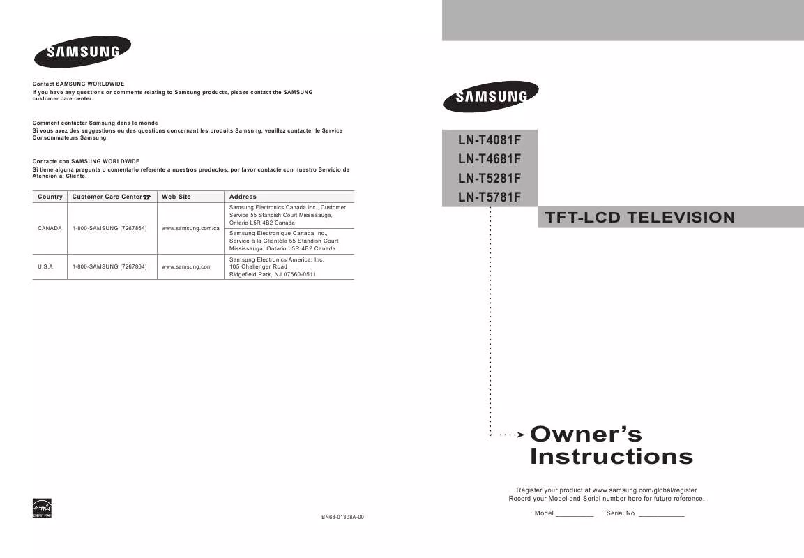 Mode d'emploi SAMSUNG LN-T4081F