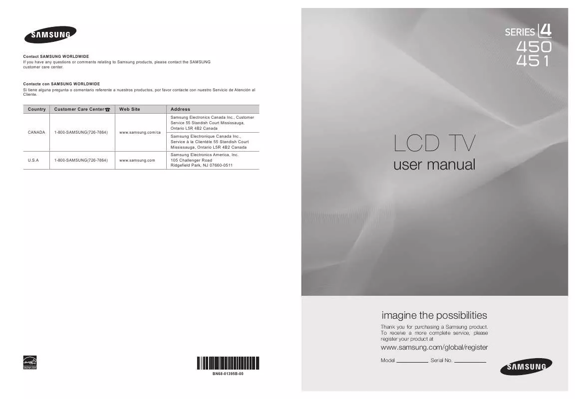 Mode d'emploi SAMSUNG LN19A450C1D