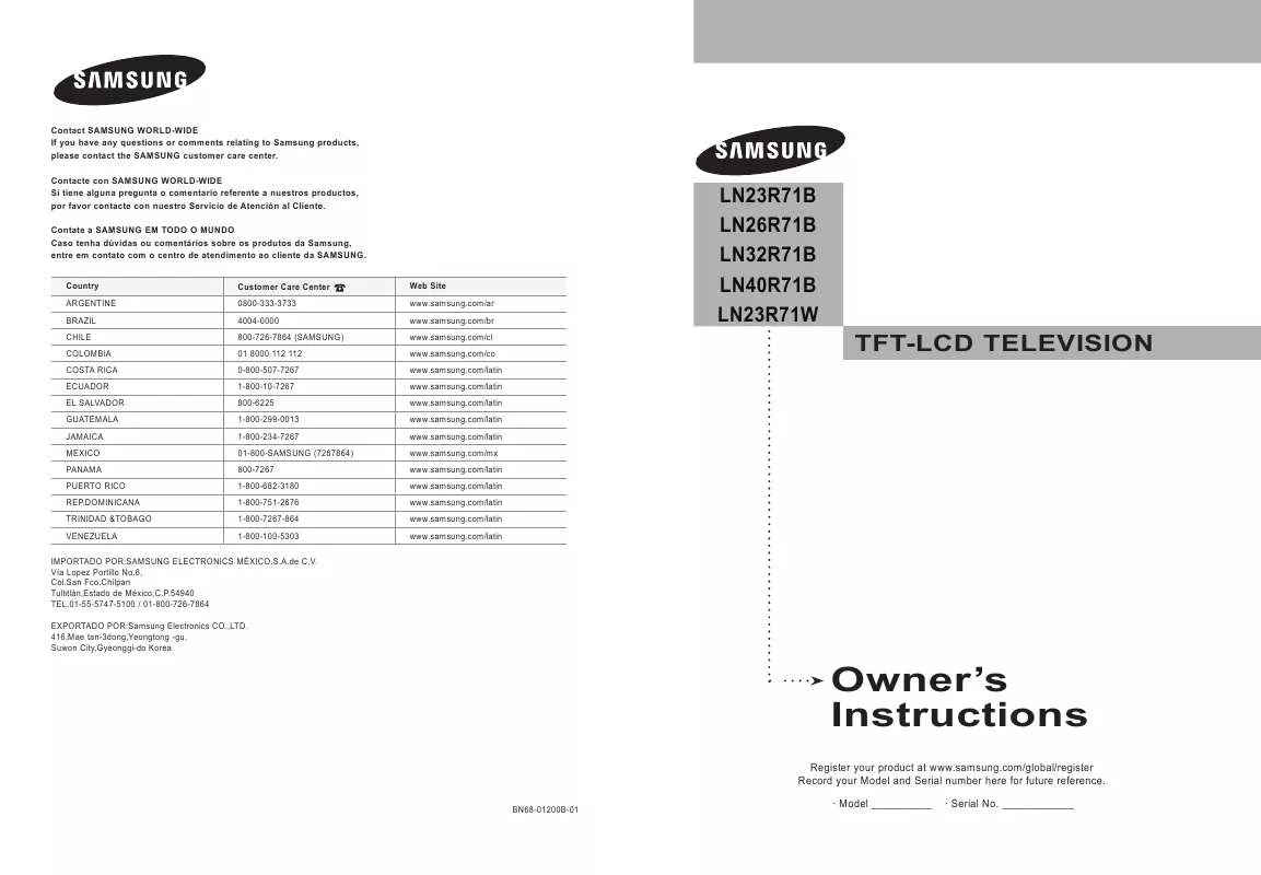 Mode d'emploi SAMSUNG LN23R71W