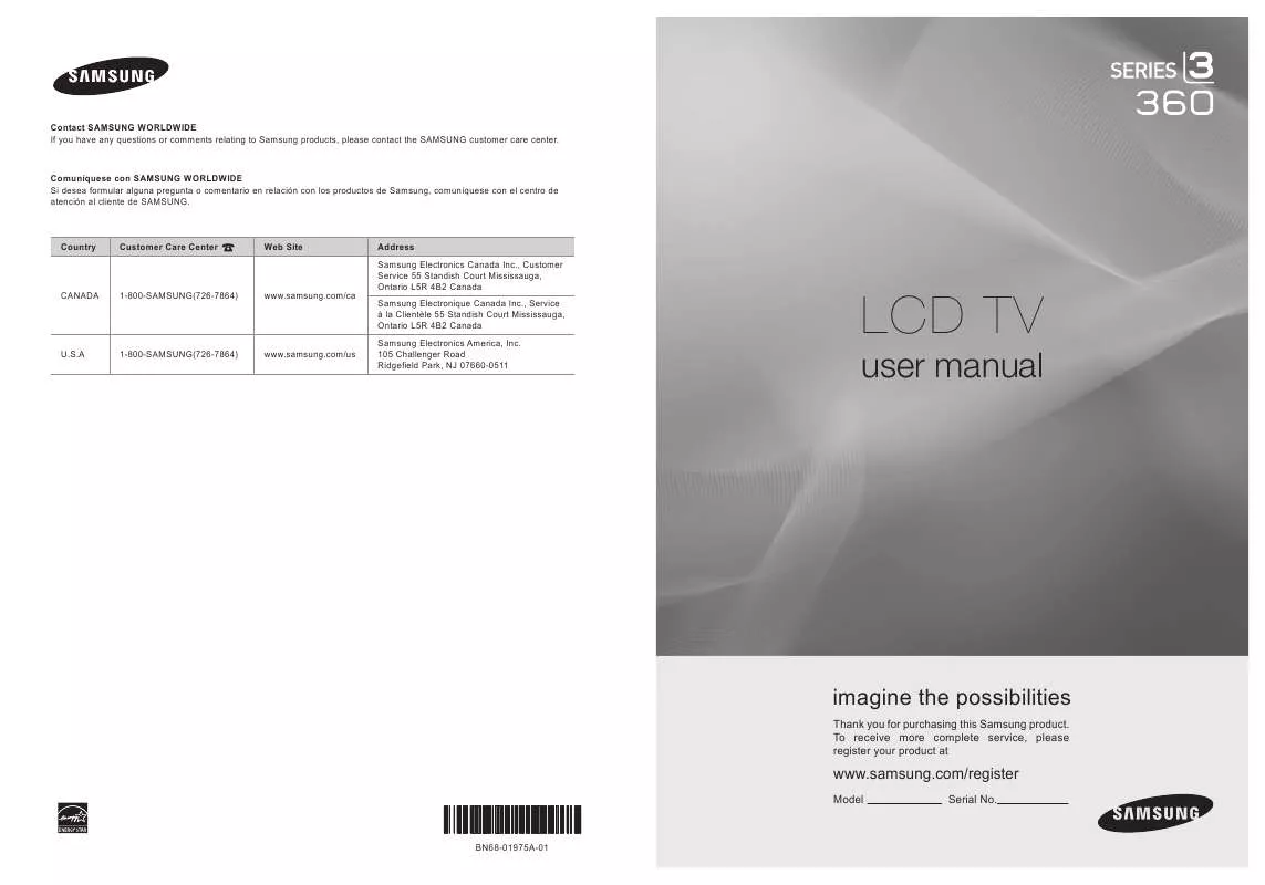 Mode d'emploi SAMSUNG LN26B360C5D