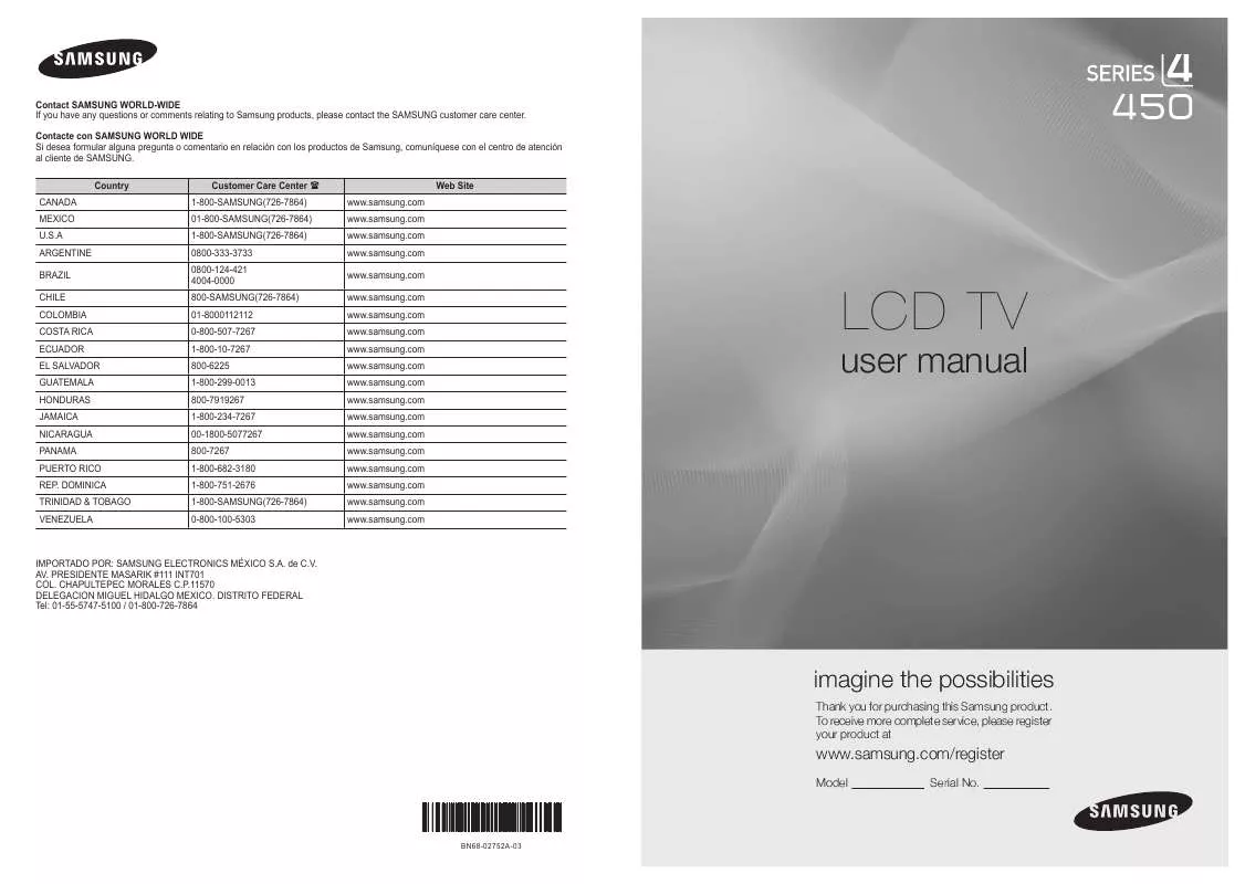 Mode d'emploi SAMSUNG LN26C450