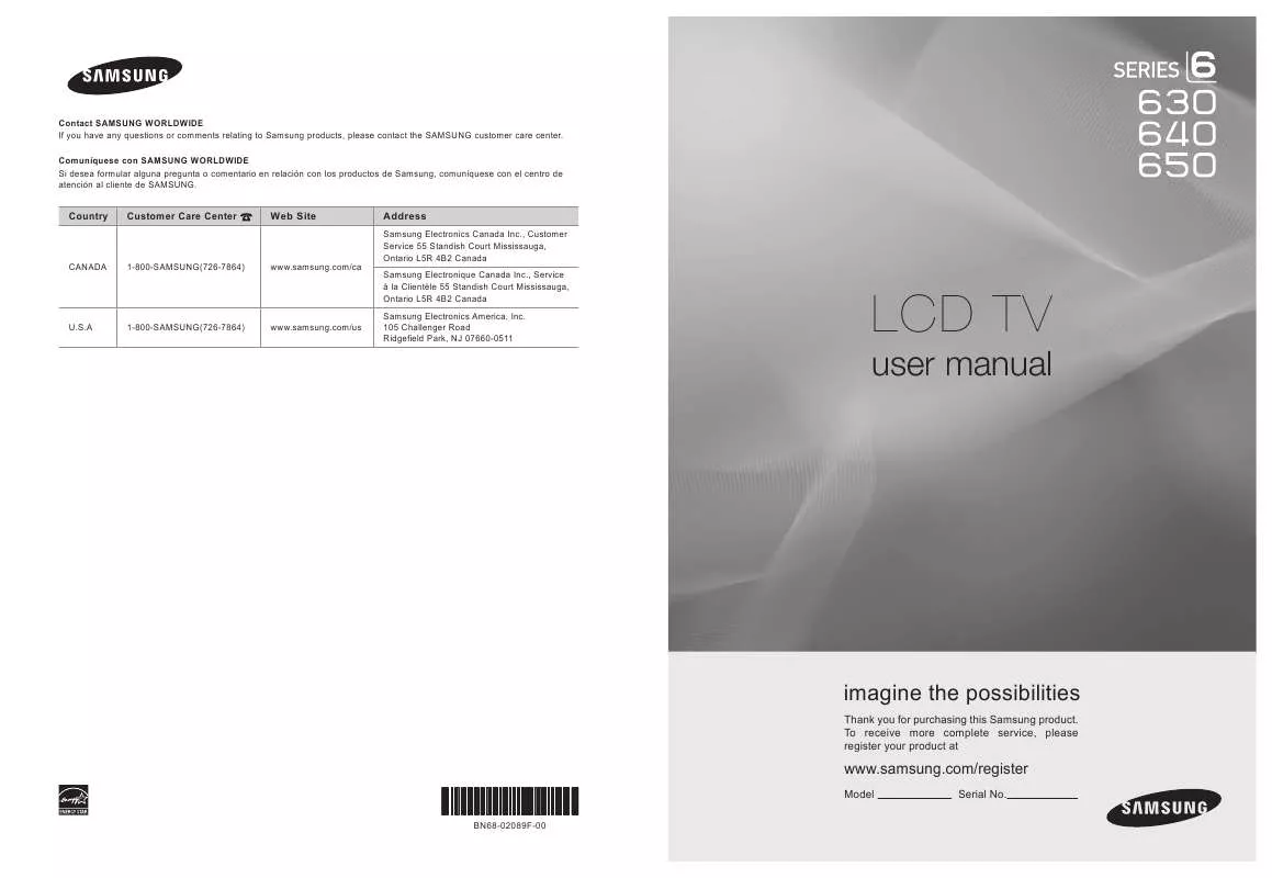 Mode d'emploi SAMSUNG LN32B650