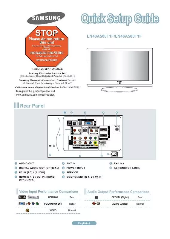 Mode d'emploi SAMSUNG LN40A500T1F