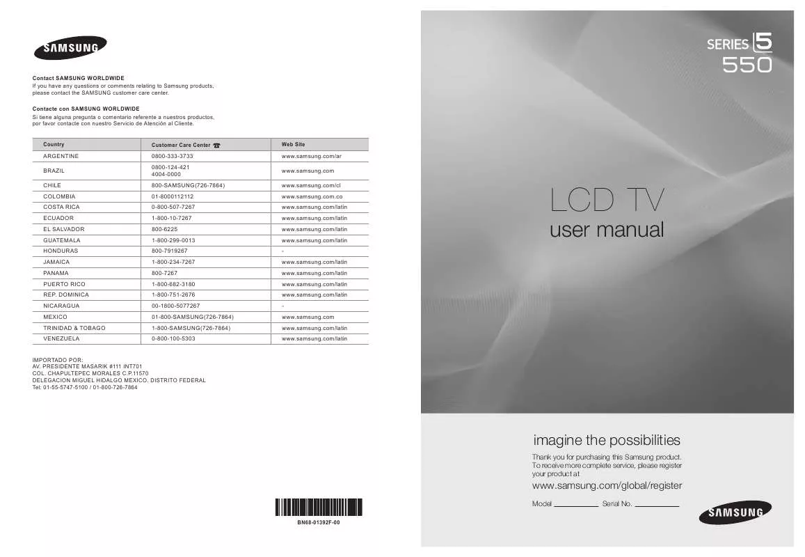 Mode d'emploi SAMSUNG LN40A550