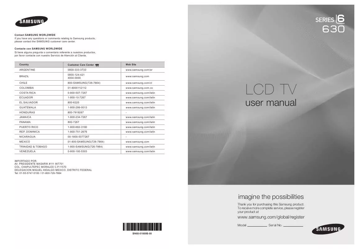 Mode d'emploi SAMSUNG LN40A630