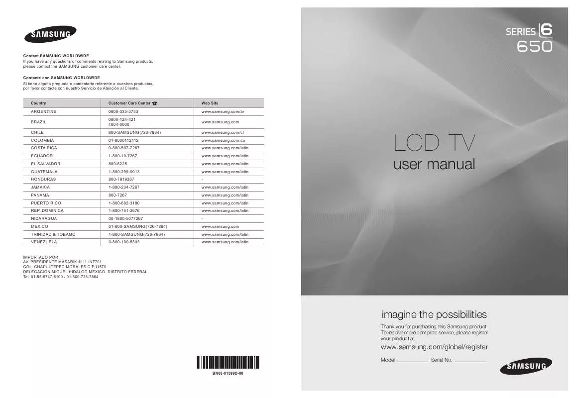 Mode d'emploi SAMSUNG LN40A650