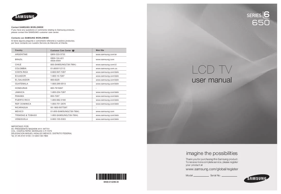 Mode d'emploi SAMSUNG LN40A650A1R