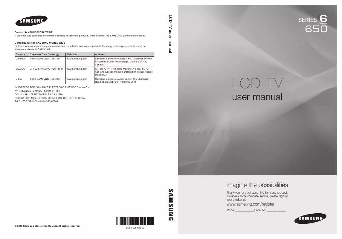 Mode d'emploi SAMSUNG LN40C650