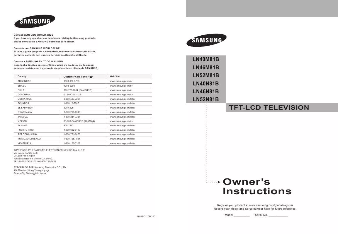 Mode d'emploi SAMSUNG LN40M81B