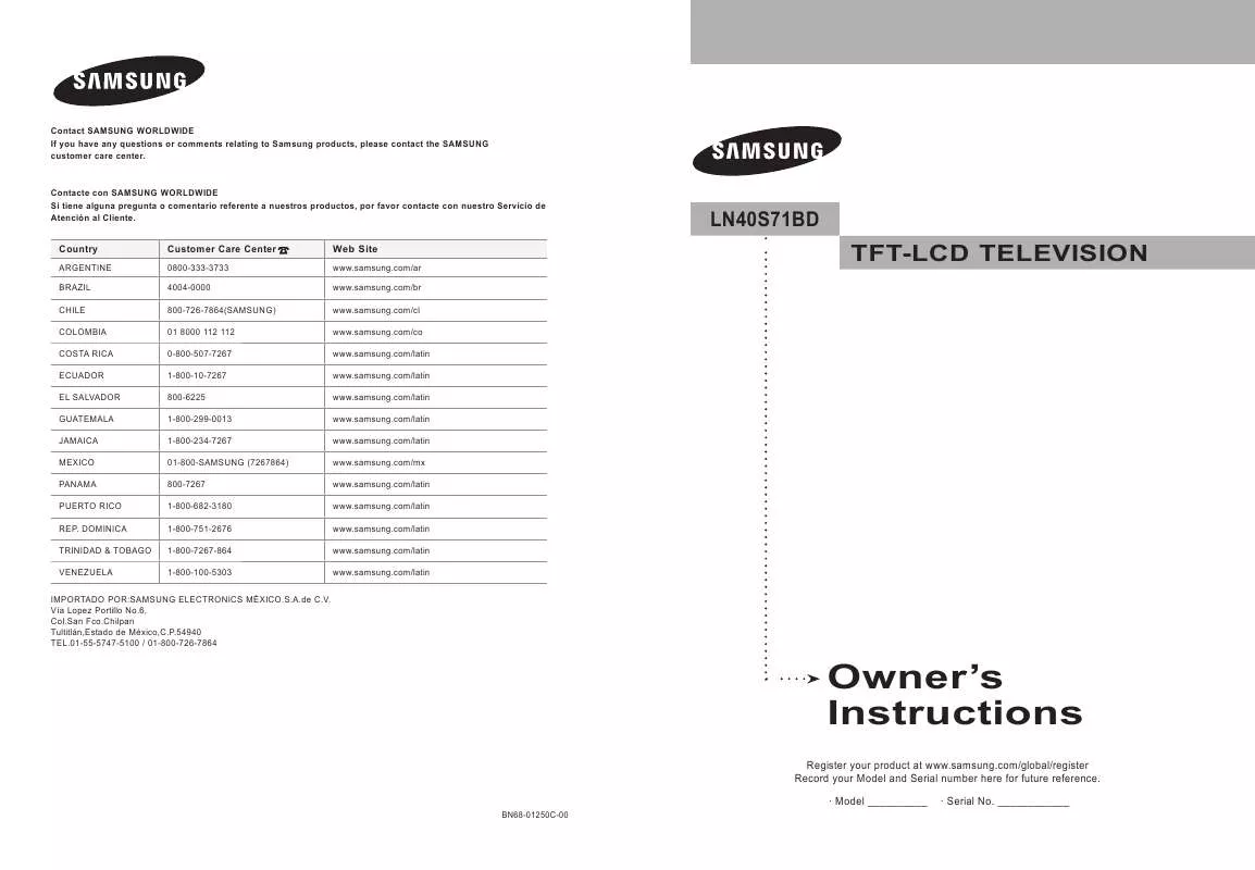 Mode d'emploi SAMSUNG LN40S71BD