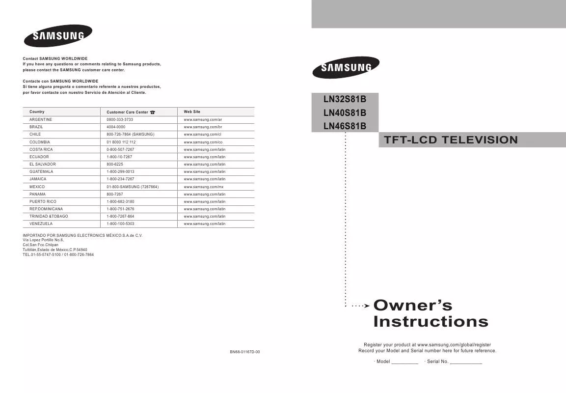 Mode d'emploi SAMSUNG LN40S81B