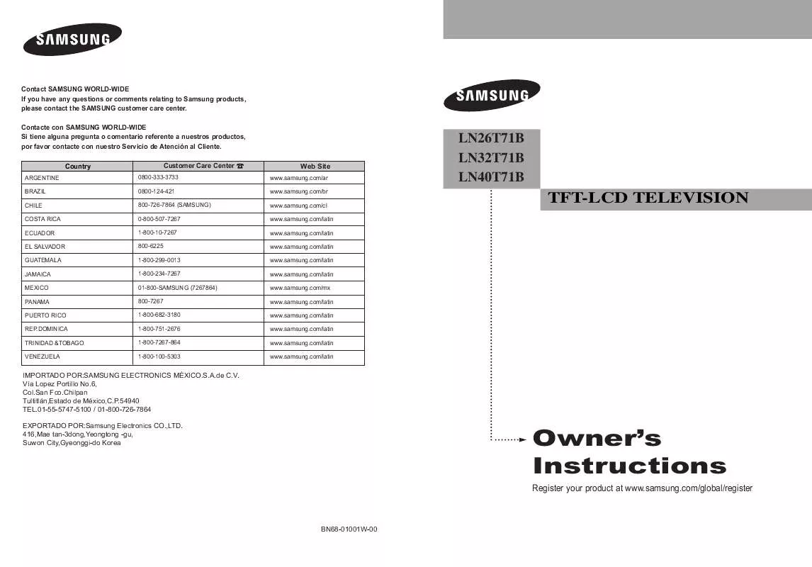 Mode d'emploi SAMSUNG LN40T71B