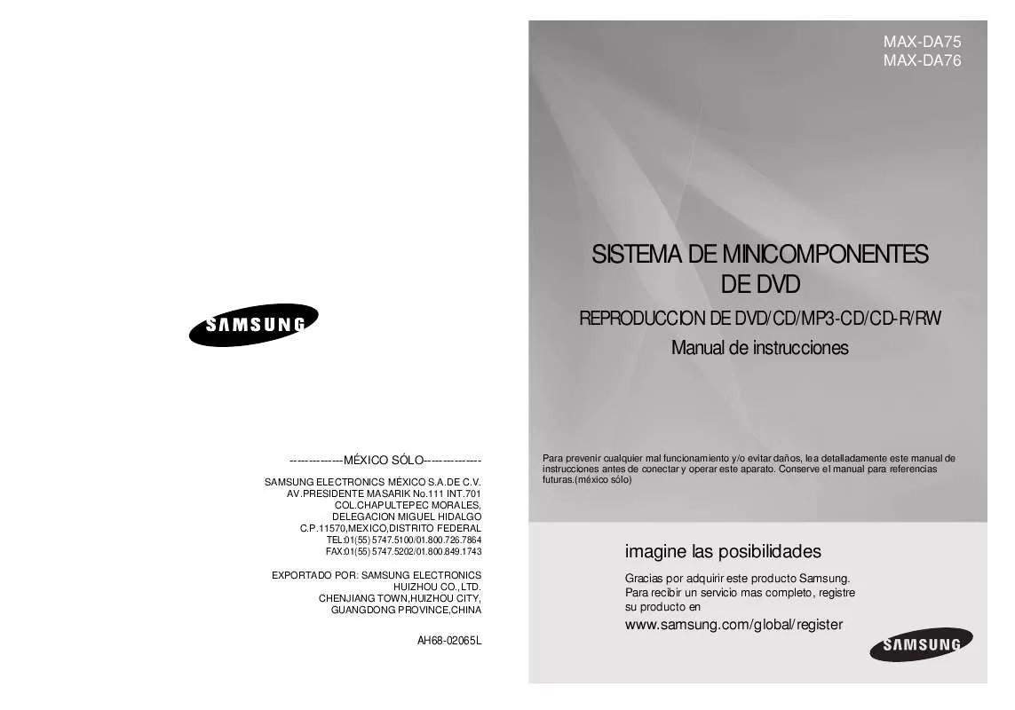 Mode d'emploi SAMSUNG MAX-DA75T