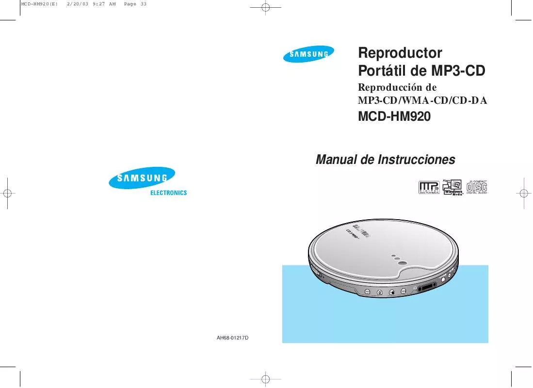 Mode d'emploi SAMSUNG MCD-HM920