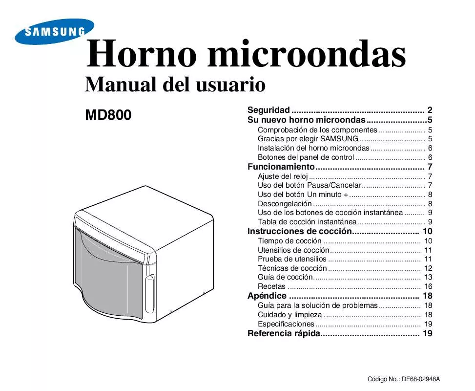 Mode d'emploi SAMSUNG MD800WC