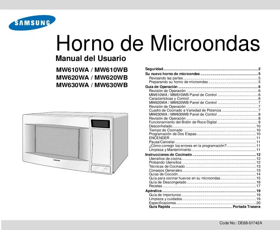 Mode d'emploi SAMSUNG MW630WA