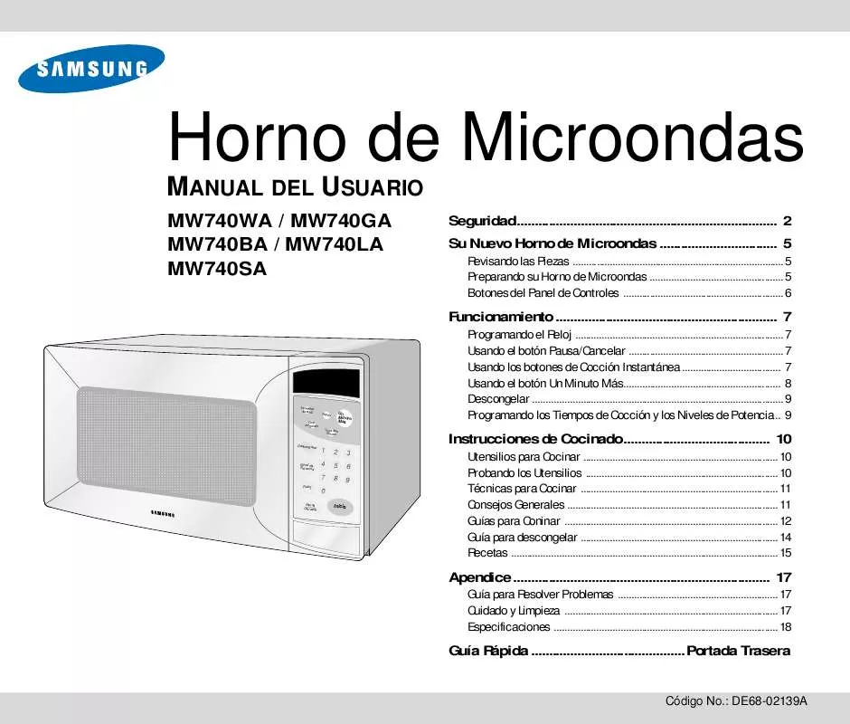 Mode d'emploi SAMSUNG MW740BA