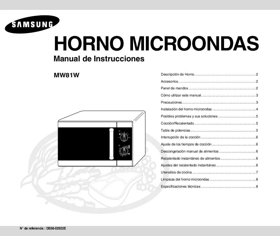 Mode d'emploi SAMSUNG MW81W