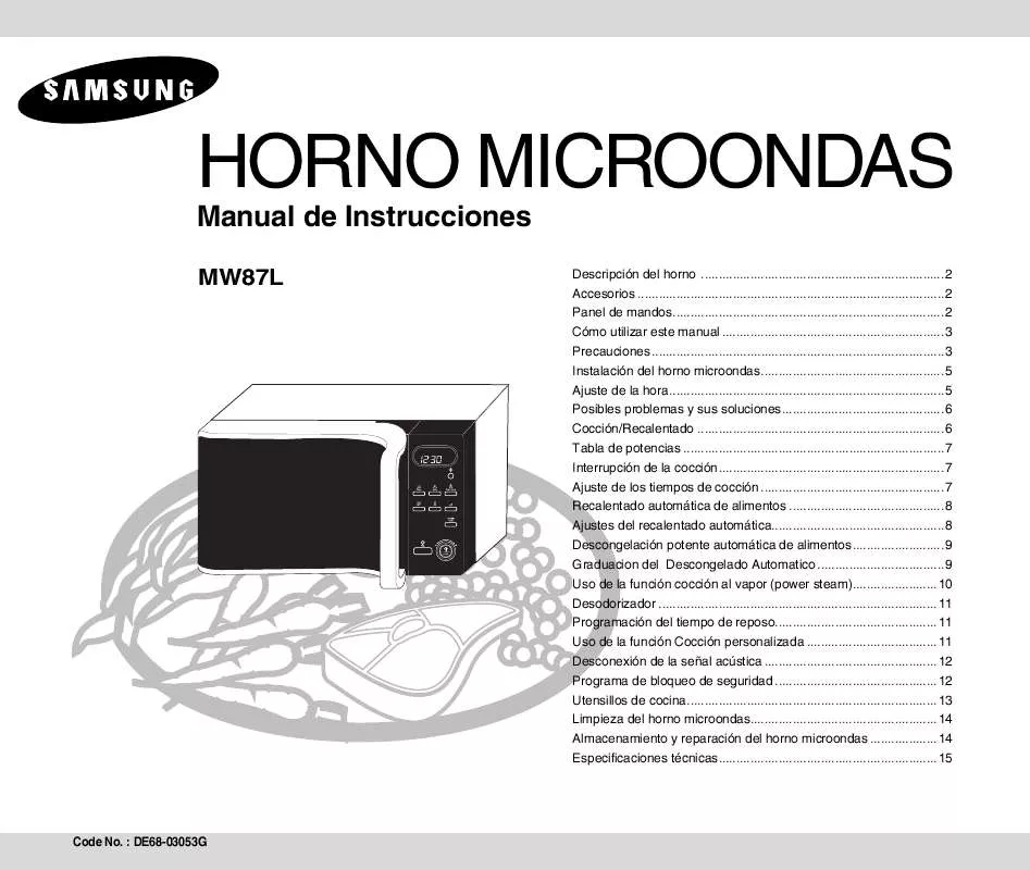 Mode d'emploi SAMSUNG MW87L