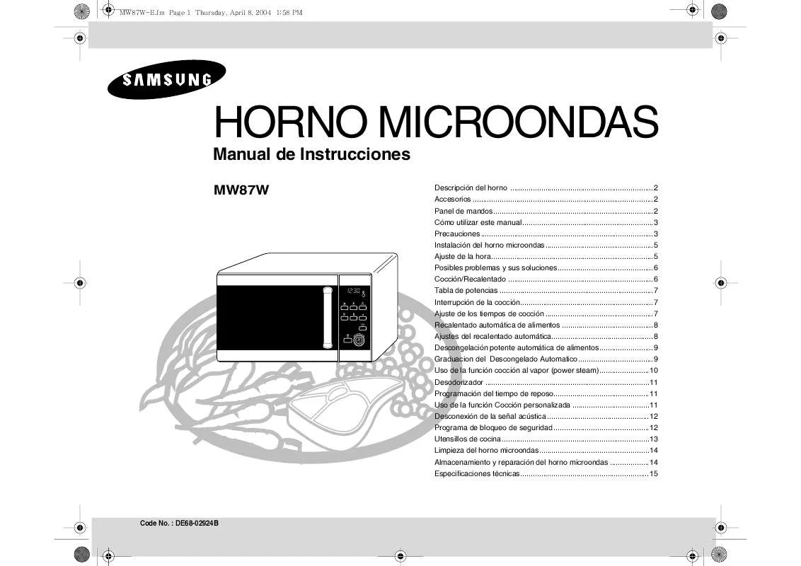 Mode d'emploi SAMSUNG MW87W