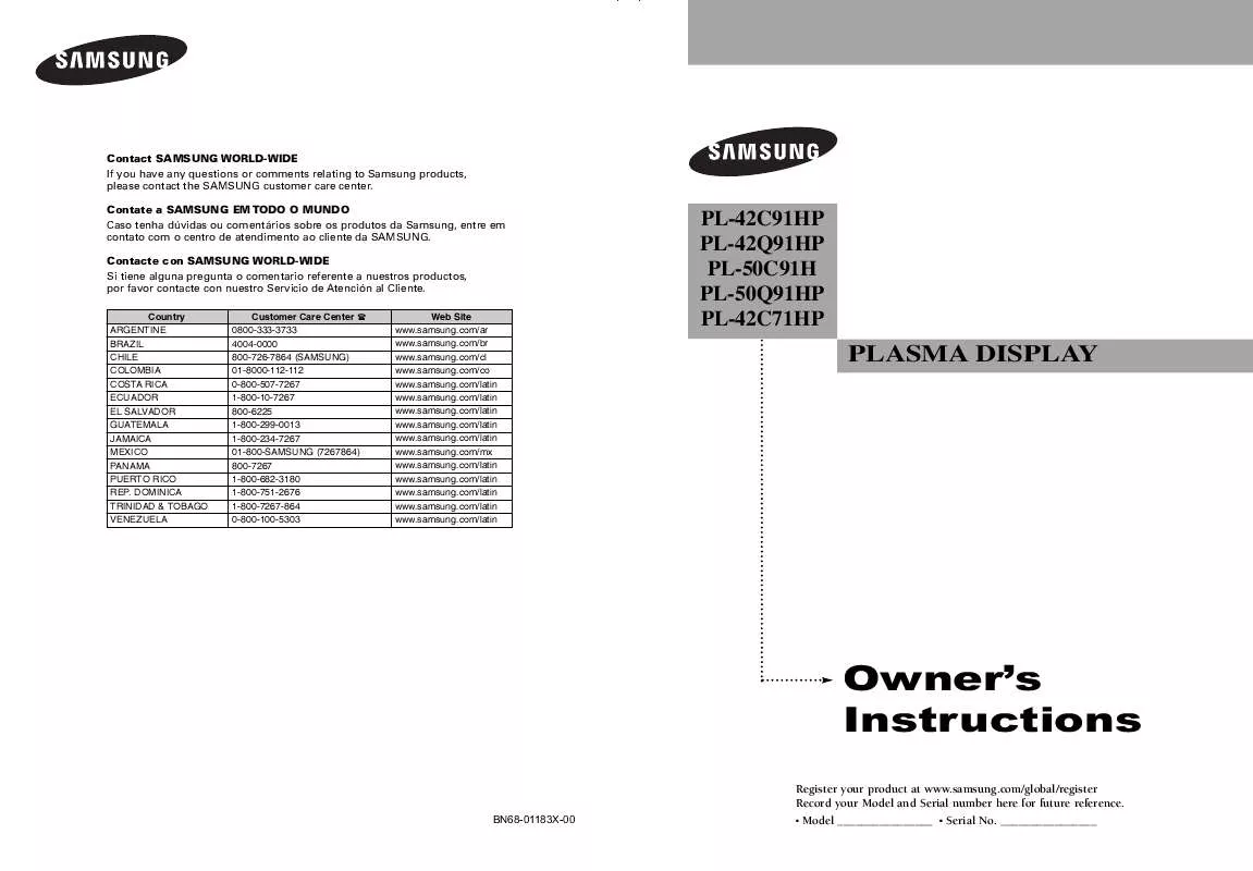 Mode d'emploi SAMSUNG PL42C91