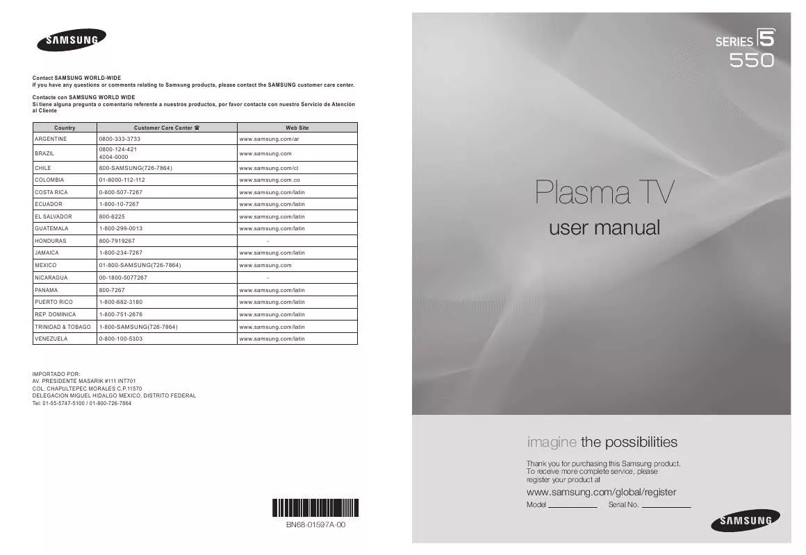 Mode d'emploi SAMSUNG PL50A550