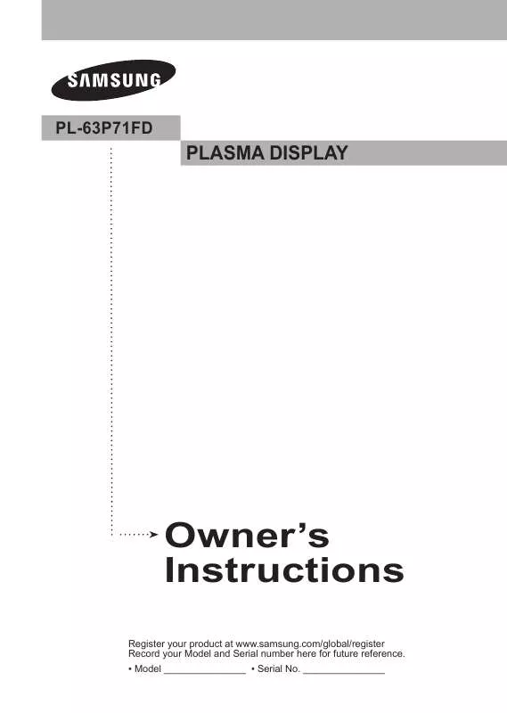 Mode d'emploi SAMSUNG PL63P71FD