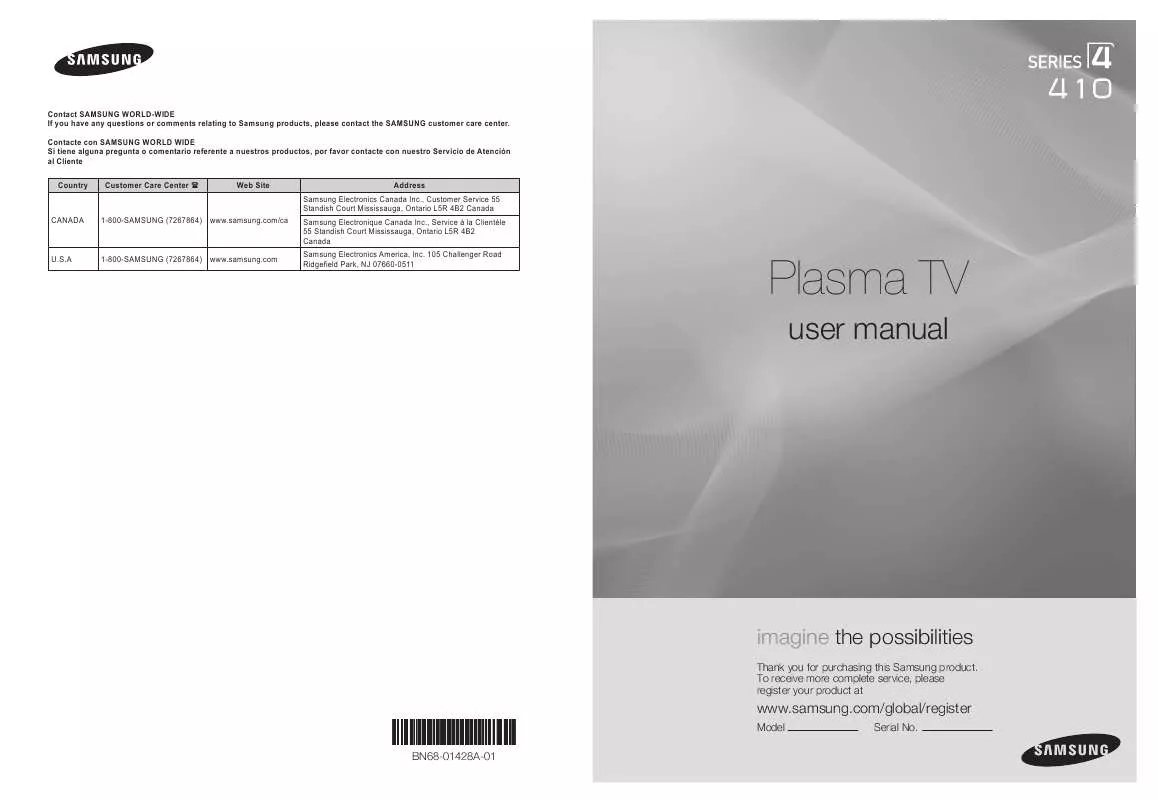 Mode d'emploi SAMSUNG PN50A410C1D