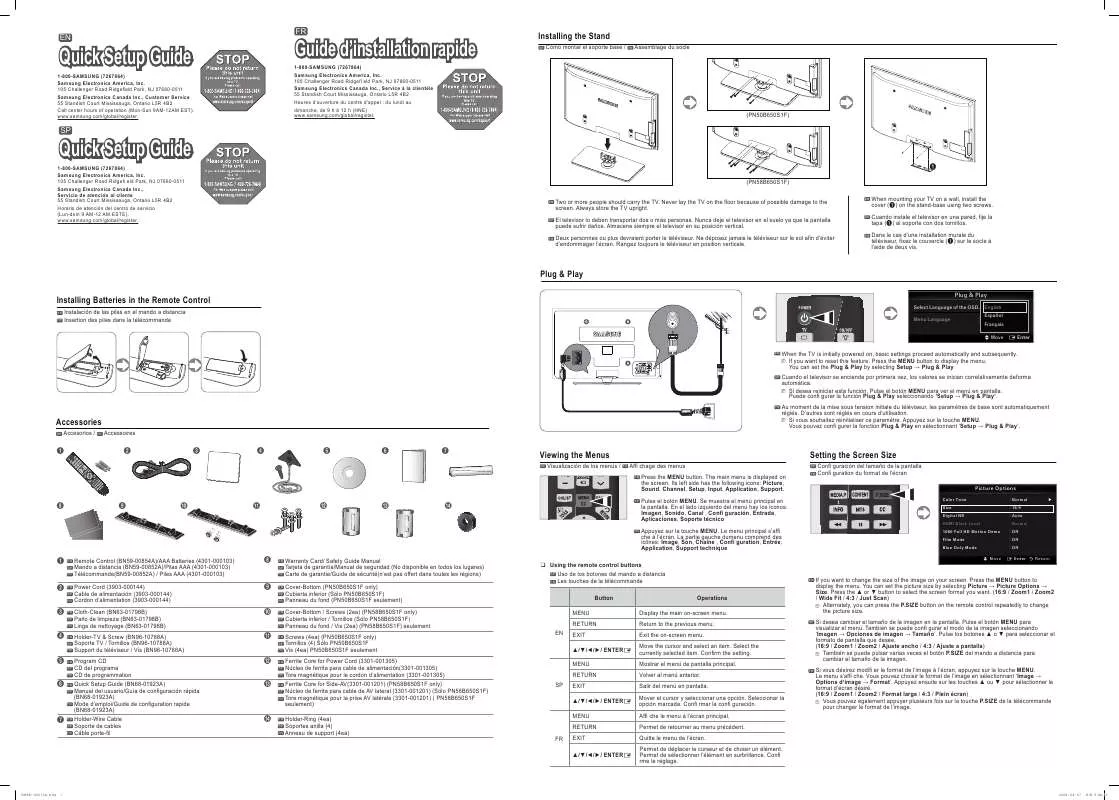 Mode d'emploi SAMSUNG PN50B650