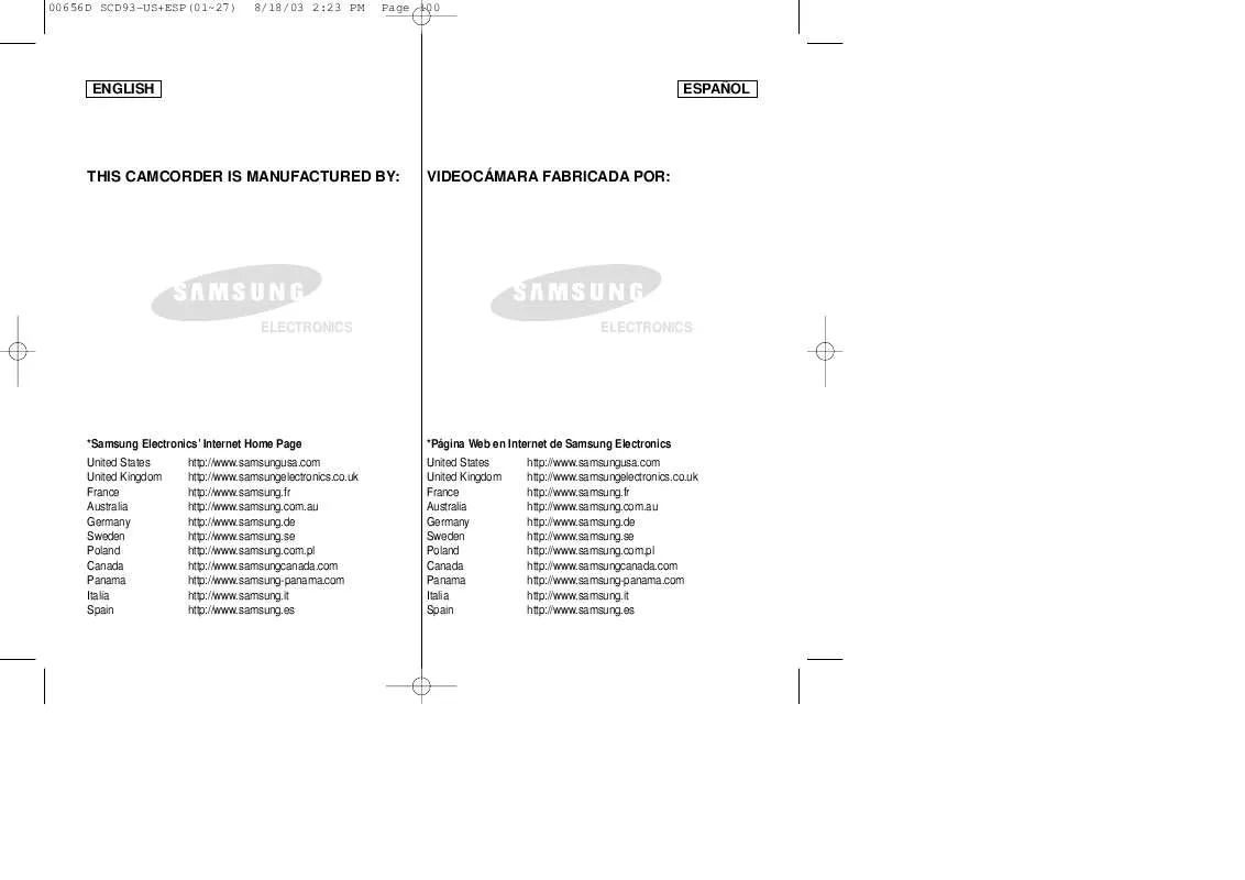 Mode d'emploi SAMSUNG SC-D93