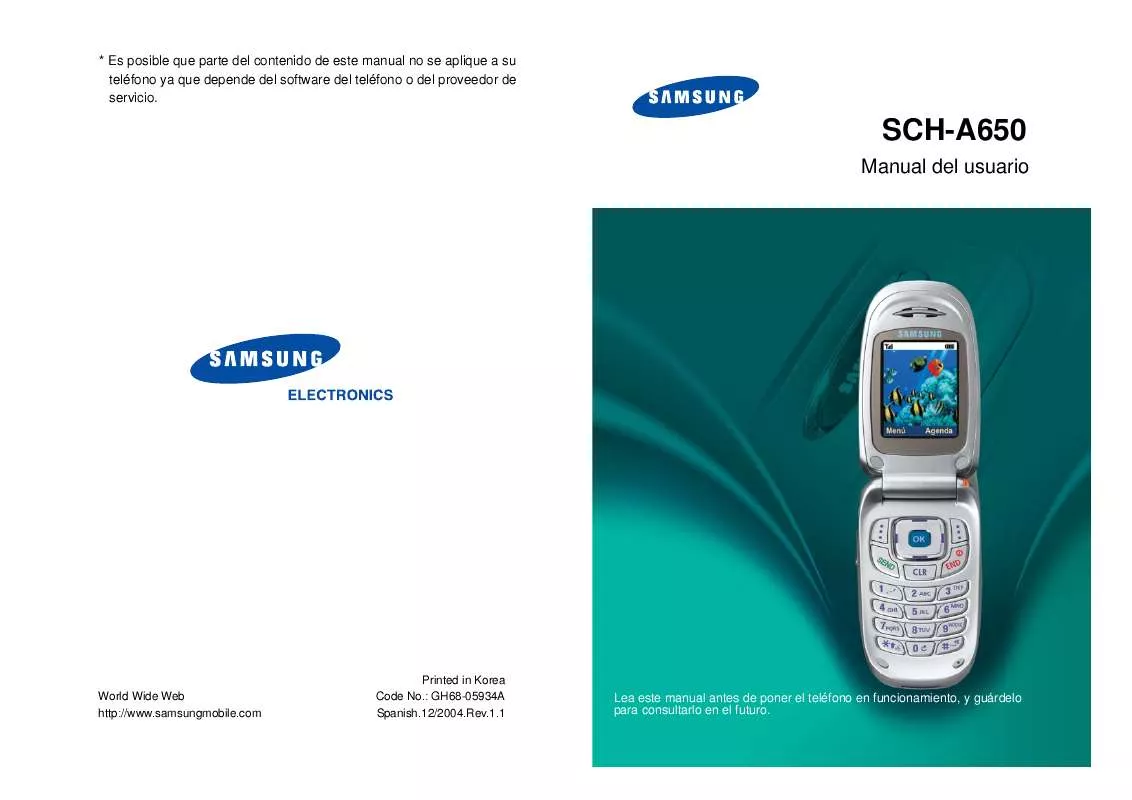 Mode d'emploi SAMSUNG SCH-A650