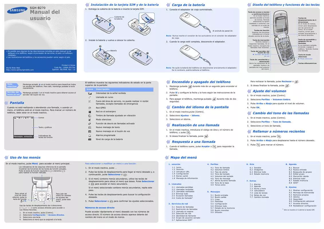 Mode d'emploi SAMSUNG SGH-B270