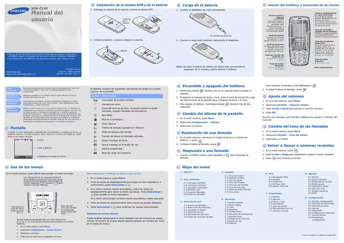 Mode d'emploi SAMSUNG SGH-C140