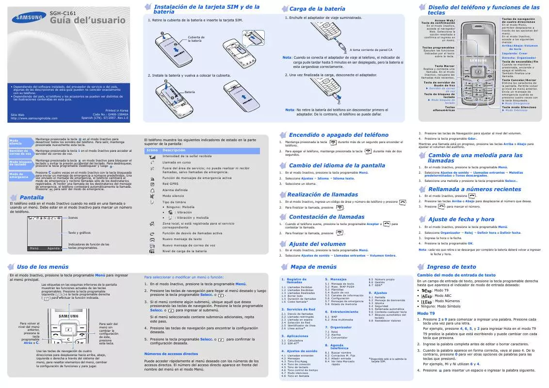 Mode d'emploi SAMSUNG SGH-C161