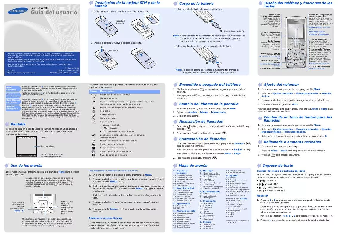 Mode d'emploi SAMSUNG SGH-C420